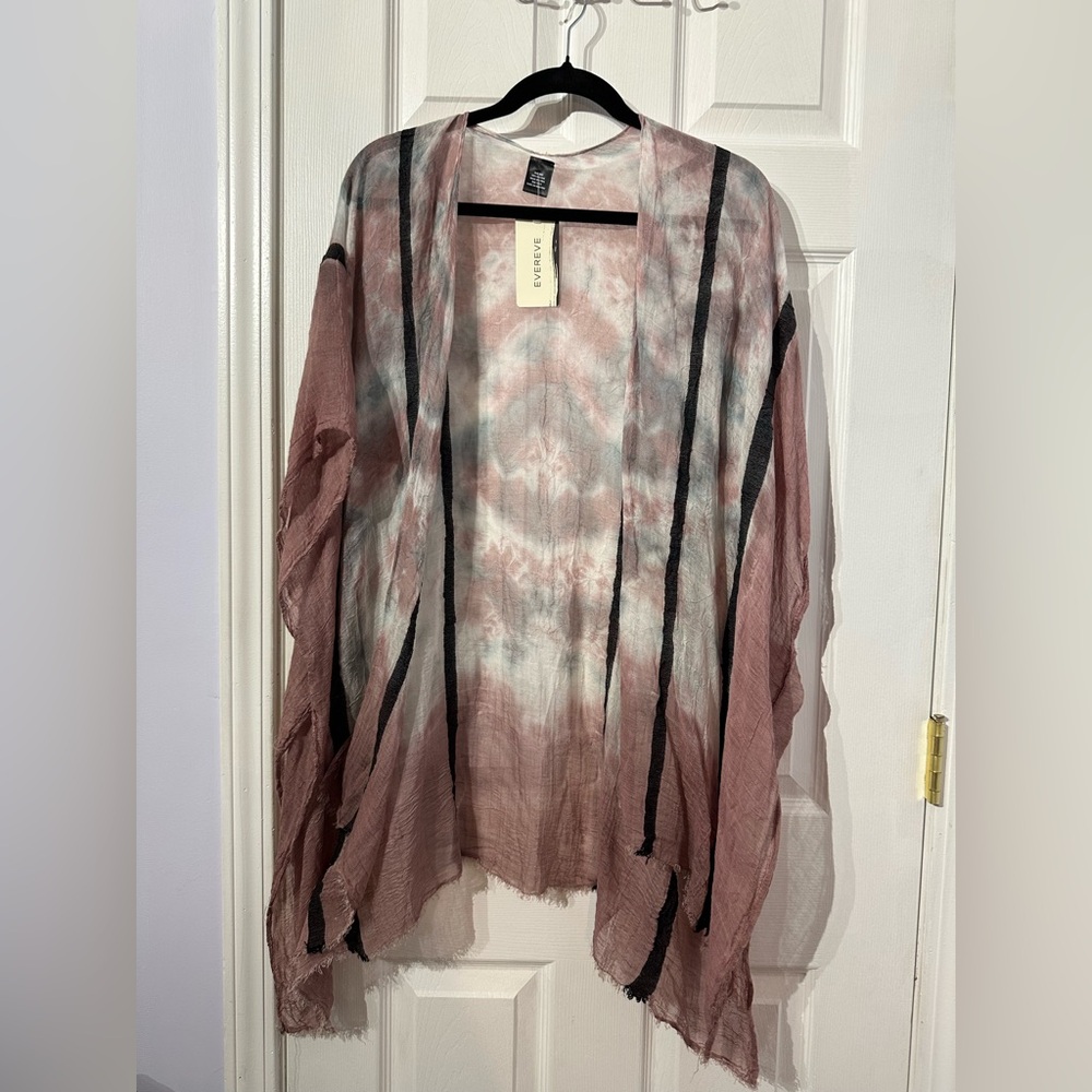 NWT Evereve Pink and Gray Kimono (One Size)